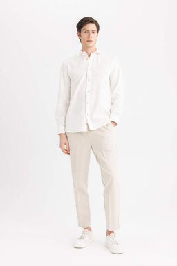 Хлопковая рубашка с длинными рукавами и воротником поло стандартного кроя - Defacto фото 2