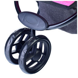 Коляска для кукол, 3-колесная, металлическая, прогулочная, с тентом, с корзиной, цвет ярко-розовый, в пакете