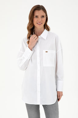 Женская белая рубашка с длинным рукавом Неожиданная скидка в корзине