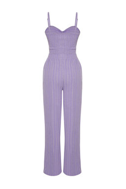 Plaj Giyim Lila Dokuma Dokulu Bluz Pantolon Tak?m TBESS24AU00076