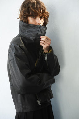 CAZADORA OVERSIZE PIEL 100% / Negro - Zara фото 12