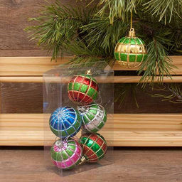 Набор шаров D=6см, 6шт. (6ADC6-A43/6H) "Квадрат" ассорти, в пвх упаковке