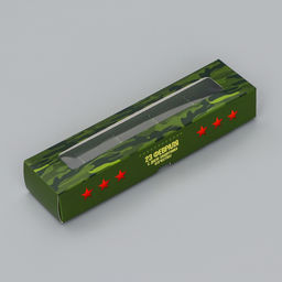 Цена за 5 шт. Коробка для 5 конфет с обечайкой, с окном «23 Февраля», 21×5×3.3 см