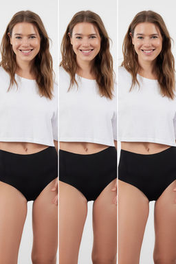 TRENDYOLMILLA Siyah-Cok Renkli 3lu Micro Dikissiz/Iz Yapmaz Lazer Kesim Hipster Orme Kulot THMSS24KU00042  фото 20