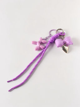 Брелок - обвес на сумку «Бант, сердце и собачка», сирень, 20×4.5×1.5 см