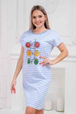 Сорочка женская со спущенным плечом Fruits&bikes голубой - Амадэль фото 4