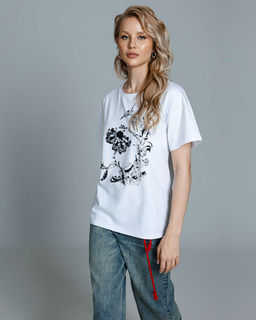 Футболка с принтом и бусинами FD015 - Sahar art lab фото 4