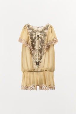 TULLE JUMPSUIT WITH EMBROIDERY AND BEADS - Zara фото 7