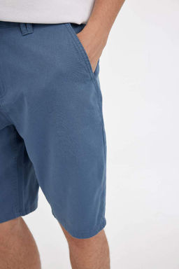 Габардин-бермуды обычного кроя, прямые брючины - Defacto фото 5