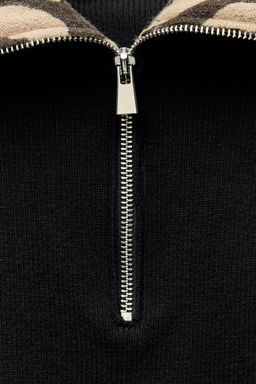 ANIMAL PRINT JACQUARD COLLAR SWEATER - Zara фото 8