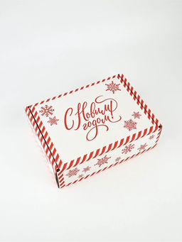 Цена за 2 шт. Коробка сборная «Новый год», белый, 27 х 21 х 9 см