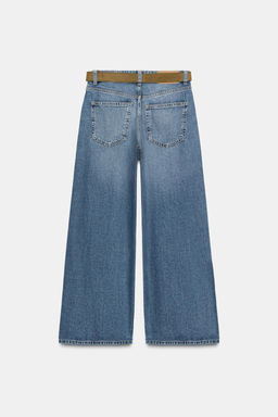 Z.08 WIDE-LEG CROPPED HIGH-WAIST JEANS WITH BELT - Zara фото 9