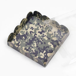 Цена за 5 шт. Коробка для печенья, Зеленый камуфляж, 12?12?3 см