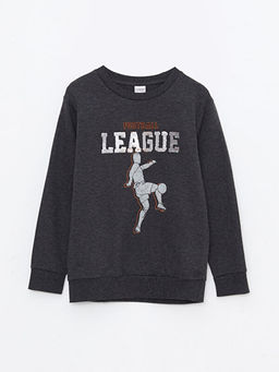 Bisiklet Yaka Bask?l? Uzun Kollu Erkek ?ocuk Sweatshirt - Waikiki фото 2