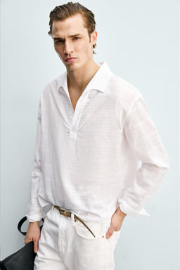 CAMISA POLO ESTRUCTURA / Blanco - Zara фото 5