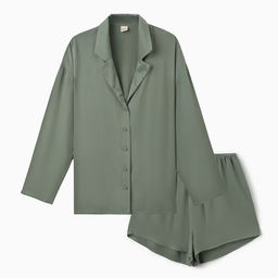 Костюм женский (рубашка, шорты) MINAKU: Casual Collection, оливковый, размер 46