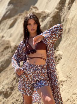 6885 Костюм из кимоно и шорт коричнево-голубой - Martichelli фото 6