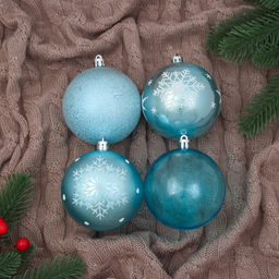 Ёлочные игрушки Наоми, шары новогодние, d=8 см, набор 4 шт., голубой