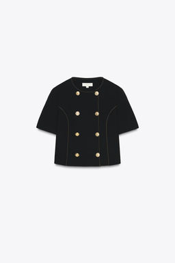 CONTRAST STITCH SHORT SLEEVE BLAZER - Zara фото 7
