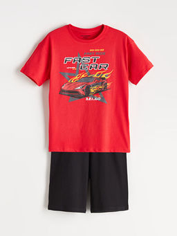 Bisiklet Yaka Erkek ?ocuk ?ortlu Pijama Tak?m?