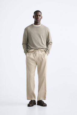 PLEATED COTTON - LINEN TROUSERS - Zara фото 21