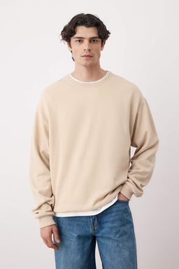 Lacivert-Tas 2li Paket Oversize/Genis Kesim Ici Polar/S?cak Tutan Sweatshirt TMNAW24SW00001