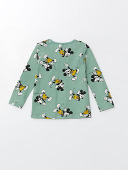 Bisiklet Yaka Uzun Kollu Mickey Mouse Bask?l? Erkek Bebek Pijama ?st