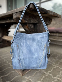 Женская сумка-рюкзак из эко кожи 9902 Голубой - Kenguluna фото 3