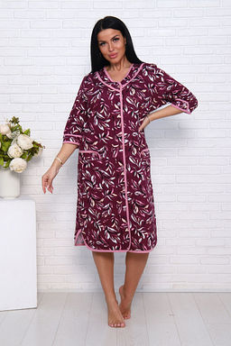 Халат женский на пуговицах с карманами, бордо (958-1) - Плиона фото 4