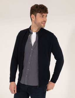 Lacivert Slim Fit Fermuarl_ Triko H_rka