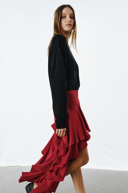 FALDA MIDI VOLANTES ZW COLLECTION / Rojo - Zara фото 6