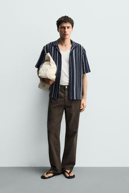 CAMISA REGULAR FIT JACQUARD RAYAS / Marino