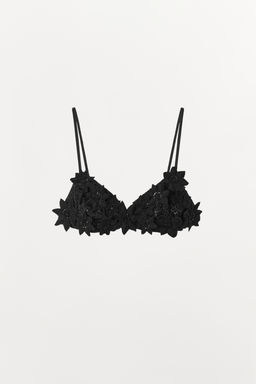 BRALETTE FLORES RELIEVE ABALORIOS / Negro - Zara фото 6