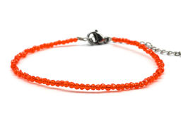 Браслет из граненых бусин мелких 2мм циркон цв.оранжевый, 17см