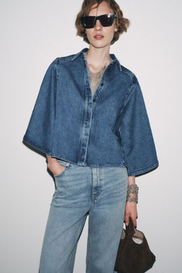 ZW COLLECTION DENIM KIMONO SHIRT - Zara фото 14