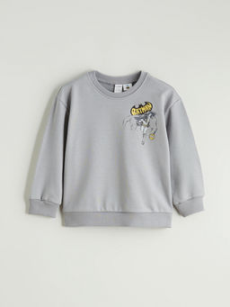 Bisiklet Yaka Batman Bask?l? Erkek ?ocuk Sweatshirt