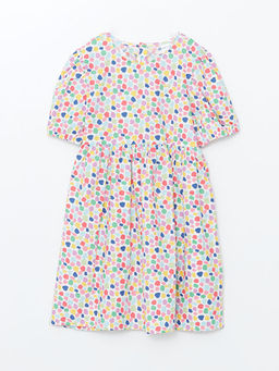 Bisiklet Yaka Bask?l? K?z ?ocuk Elbise