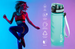 Бутылка для воды 500 мл 6,5*6,5*23 см "Style Matte" с углублениями д/пальцев, аквамарин