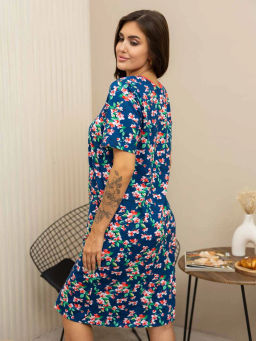 Халат женский, цвет синий розовый