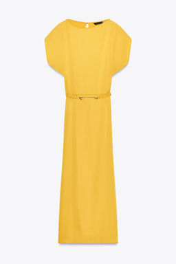 BELTED SATIN MIDI DRESS - Zara фото 6