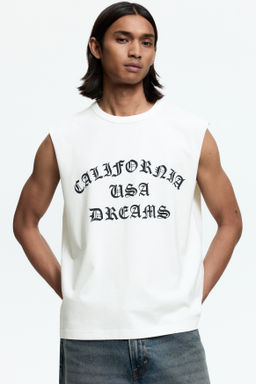 Camiseta sin mangas con motivo estampado Loose Fit - H&m фото 3