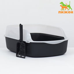 Туалет с бортом, 50×35×18 см, пластик, чёрный