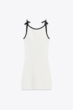 CONTRAST BOW KNIT MINI DRESS - Zara фото 4