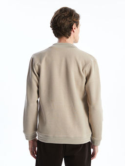 Kolej Yaka Uzun Kollu Erkek Fermuarl? Sweatshirt