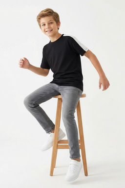 Siyah %100 Pamuk Renk Bloklu Regular/Normal Kal?p K?sa Kol Orme T-Shirt TKDSS25TS00065 - Trendyolmilla фото 3