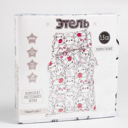 Постельное бельё Этель 1,5 сп Sweet cats, 143х215 см, 150х214 см, 50х70 см -1 шт, 100% хлопок, бязь  фото 5