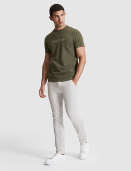 A__k Gri Slim Fit Beli Lastikli Kanvas Pantolon