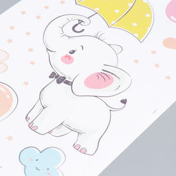 Наклейка интерьерная цветная «Слонята с воздушными шариками», 30×90 см