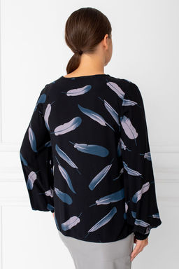 Блузка ТБ-93 перья на черном