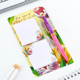 Подарочный набор стикеры и ручка Самой прекрасной, 2?30 л, синяя паста 0.7 мм